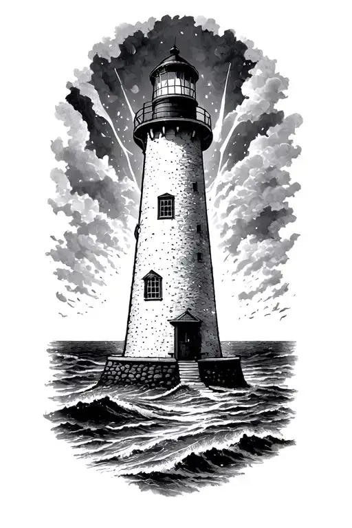 Lighthouse Standing Tall Shining Light Through A Storm