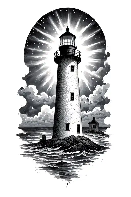 Lighthouse Standing Tall Shining Light Through A Storm