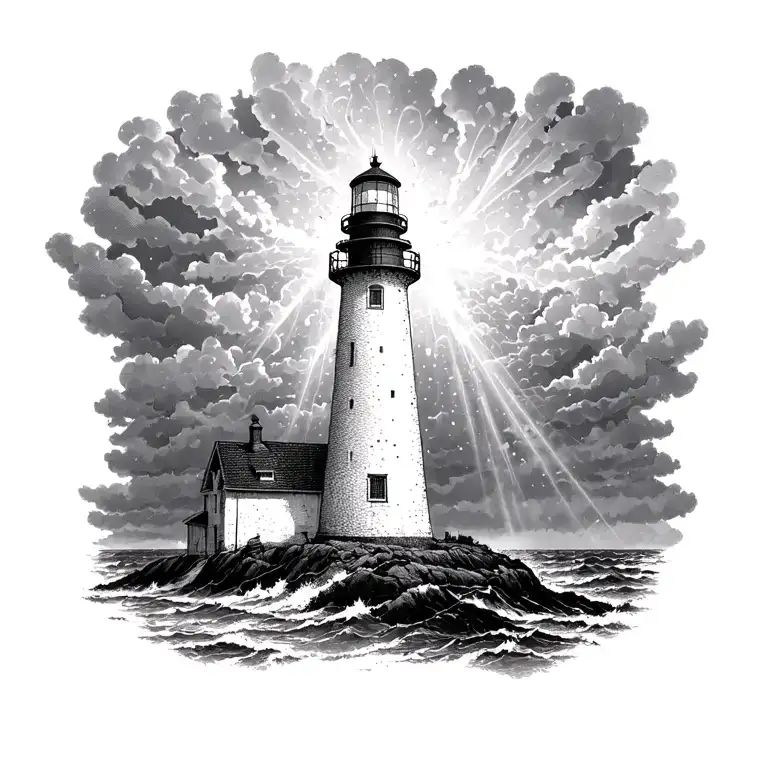 Lighthouse Standing Tall Shining Light Through A Storm