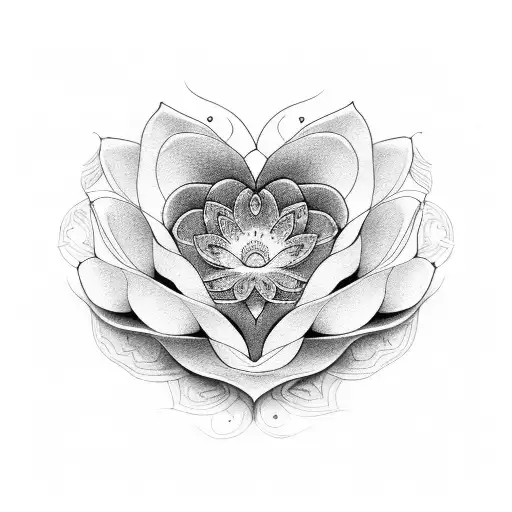 Lotusflower With Heart Or Love