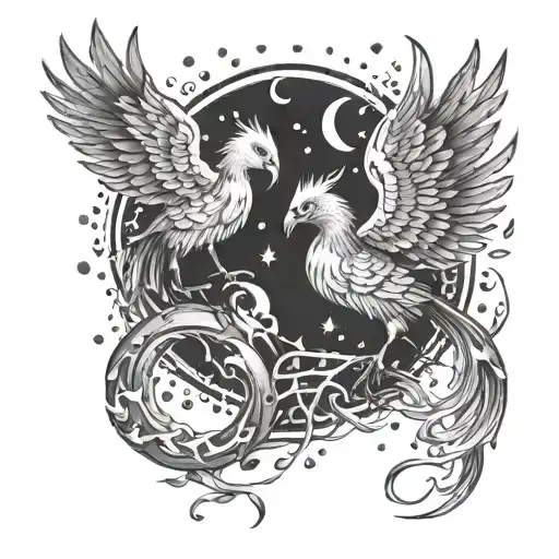 Two Phoenixes Look At The Fireball