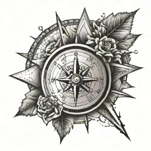 Compass Rose With Clock