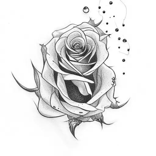 A Tattoo Design Of A Dark Rose