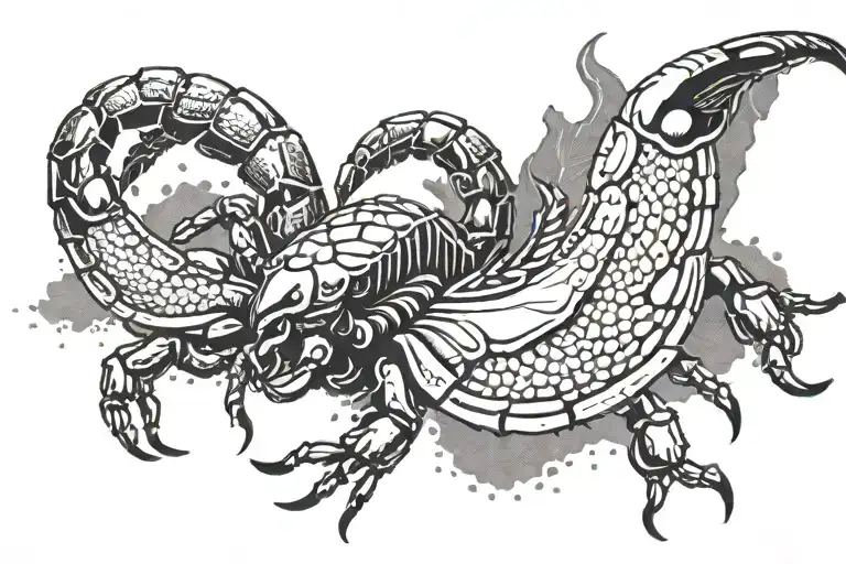 A Large Scorpion With A Large Hawk In Flight