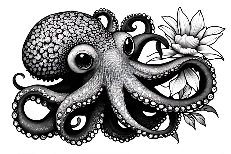 Octopus Hugging Flower Mandala