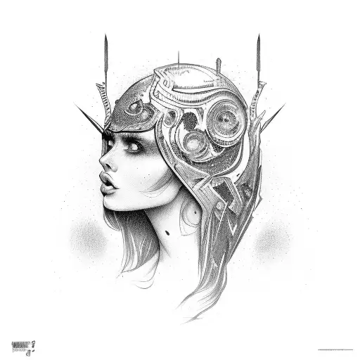 Lightning Bolt Outline With Female Face Inside