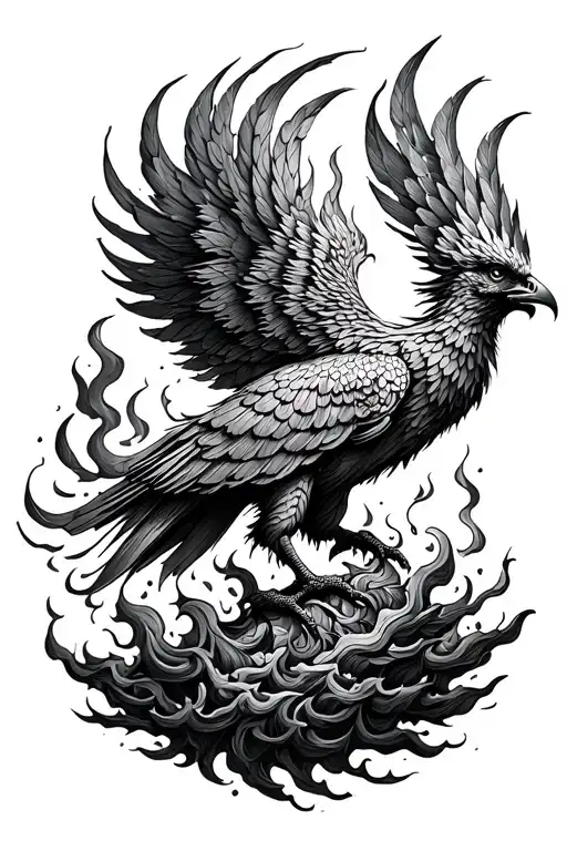 Burning Phoenix Rising From Ashes