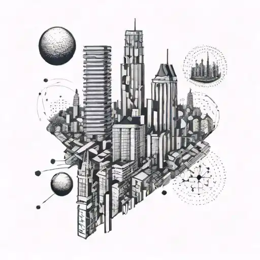 A London Skyline Featuring The Trellick Tower With A Rubik's Cube Incorporated Into The Design