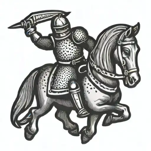 Woodcut Stamp Of A Silly Knight