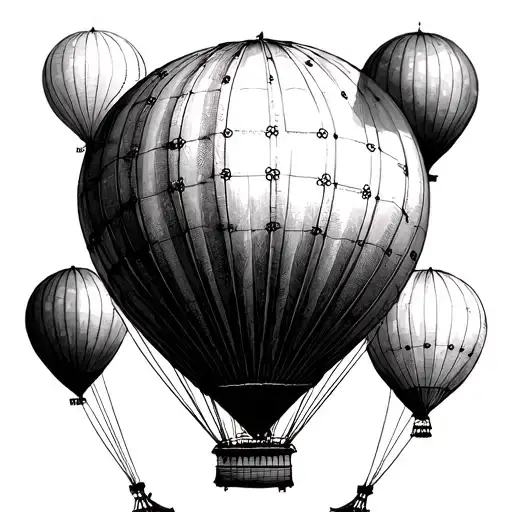 Single Hot Air Balloon Floating But Its Made Of A Bunch Of Small Balloons