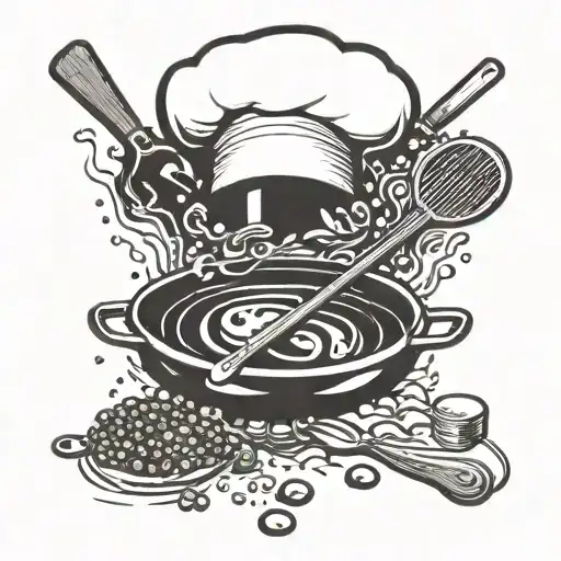 Illustrate A Chef Cooking With Musical Instruments As Kitchen Utensils