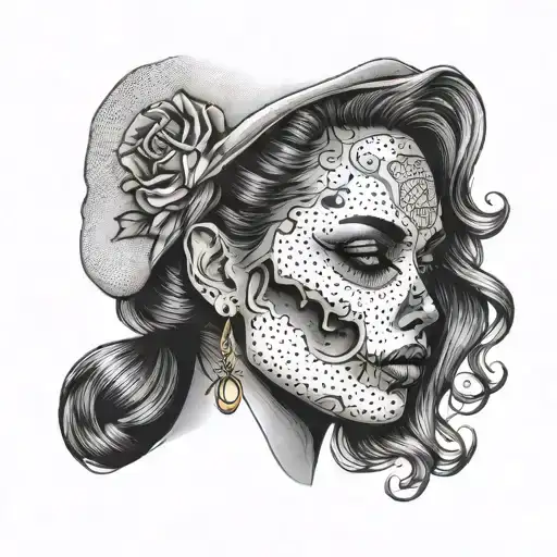 Half Skull Woman's Face