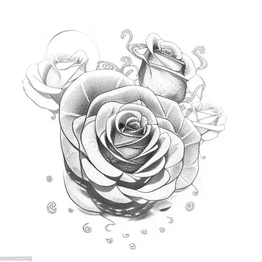 A Tattoo Design Of A Snake Whirled Up A Dark Rose