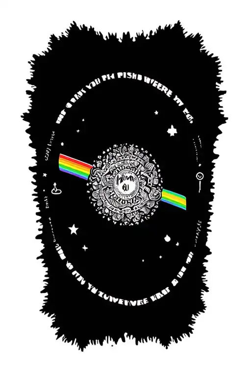 An Intricate Mandala Design Incorporating Elements From Pink Floyd's Wish You Were Here Album Cover