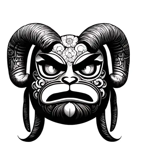 Daruma Doll With Ram Horns