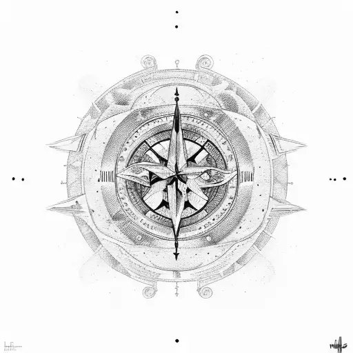 Compass Surrounded By Moon