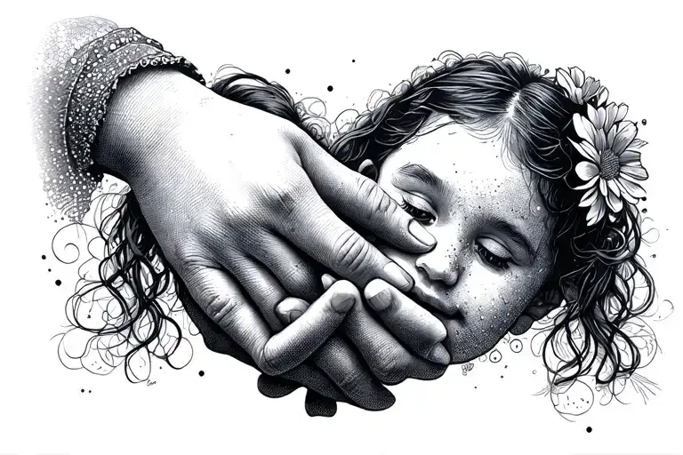 Daughter Holding Hands Picking