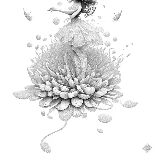 Fairy Coming Out Of Chrysanthemum Flower