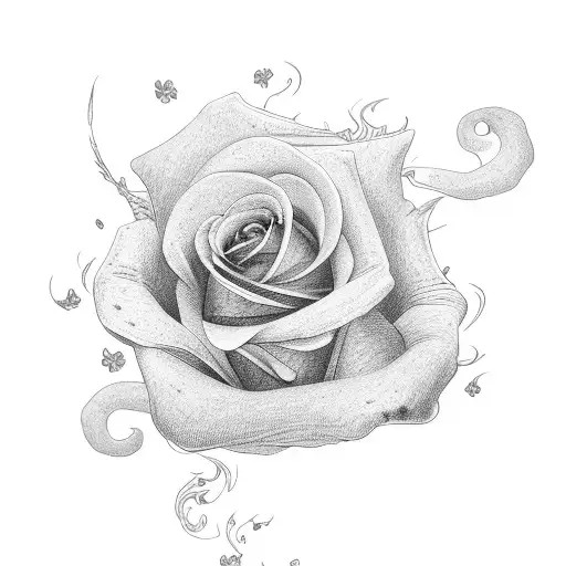 Flame With Rose And Lily