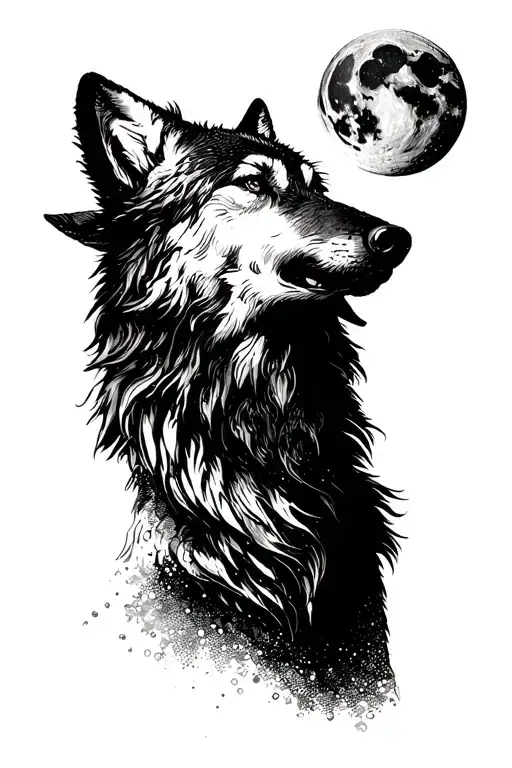 Lonely Wolf Howling At The Moon