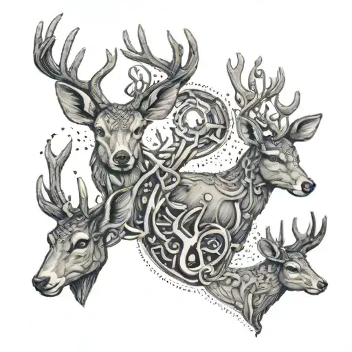 A Family Of Deer With Antlers Shaped Like Plumbing Tools