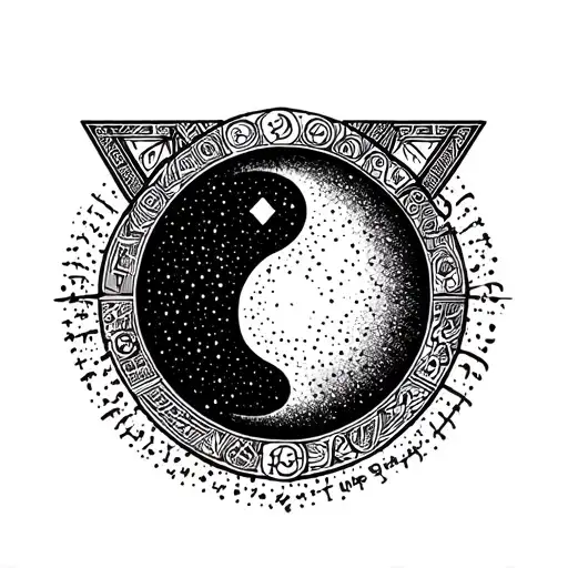 Ying And Yang As Triangle With Nordic Runes