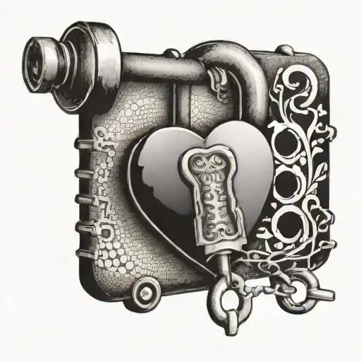 A Heart-shaped Lock With A Key That Has The Name 'N' Engraved On It