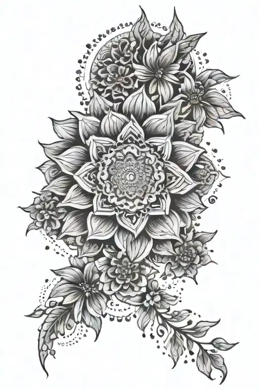 Oriental Mandala With Flowers Surrounding