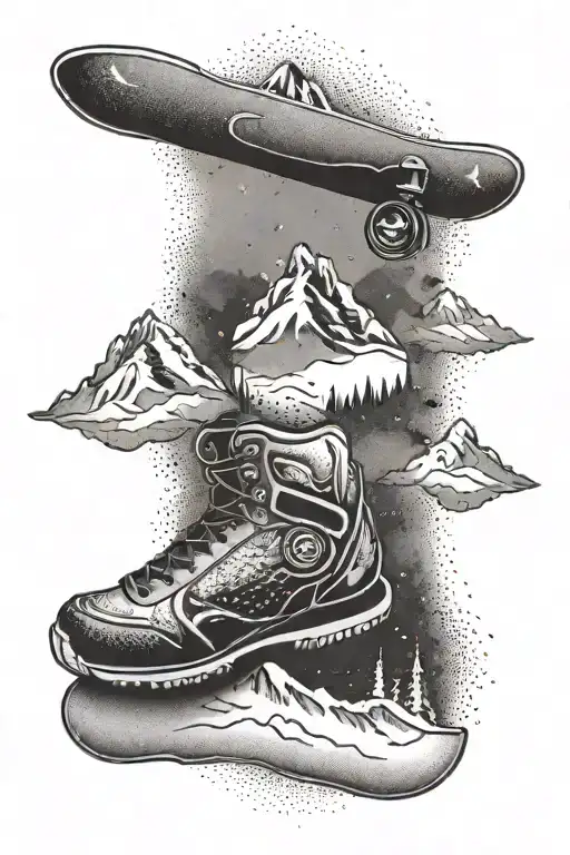 Snowboard And Moutain