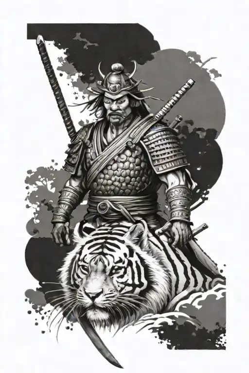 Samurai And Tiger Full Body