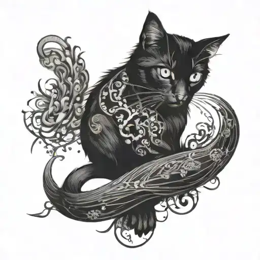 Long Black Cat Wrapped Around Arm Long Hair