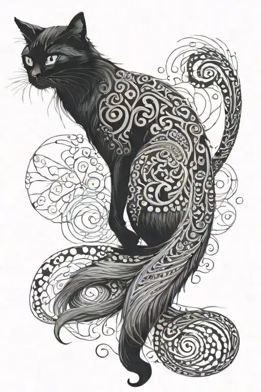 Long Black Cat Wrapped Around Arm Long Hair