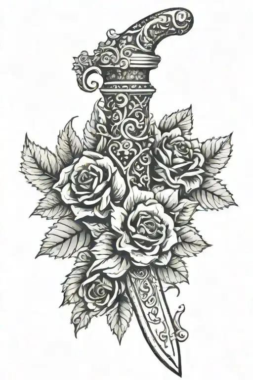 Dagger With Detailed Flowers