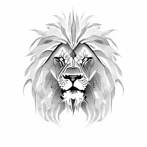 Lion With Leo Sign And Spider Climbing Down Web