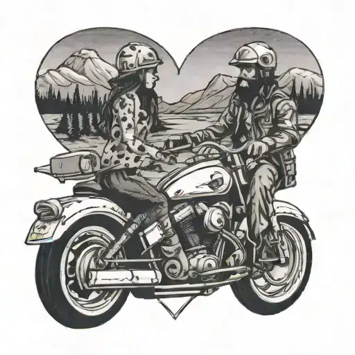 Moto Chopper Motorcycle Road Trip Map Camp Alone Man And Girl Love
