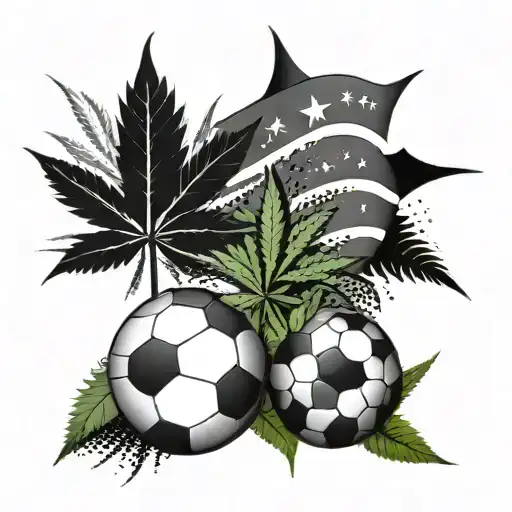 A Trinidadian Flag With A Football And Marijuana Leaves
