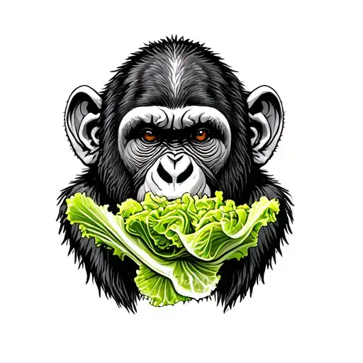A Ape Eating A Lettuce