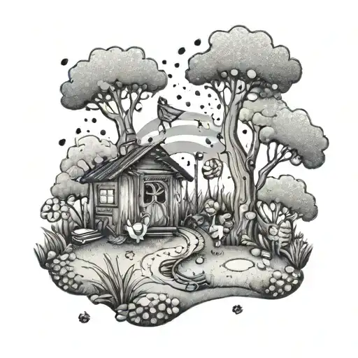 A Whimsical Outdoor Scene With A Glittery Touch And Elements Of Laughter