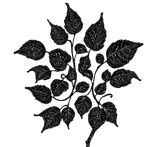 Leaves On Vine Made Out Of Dots
