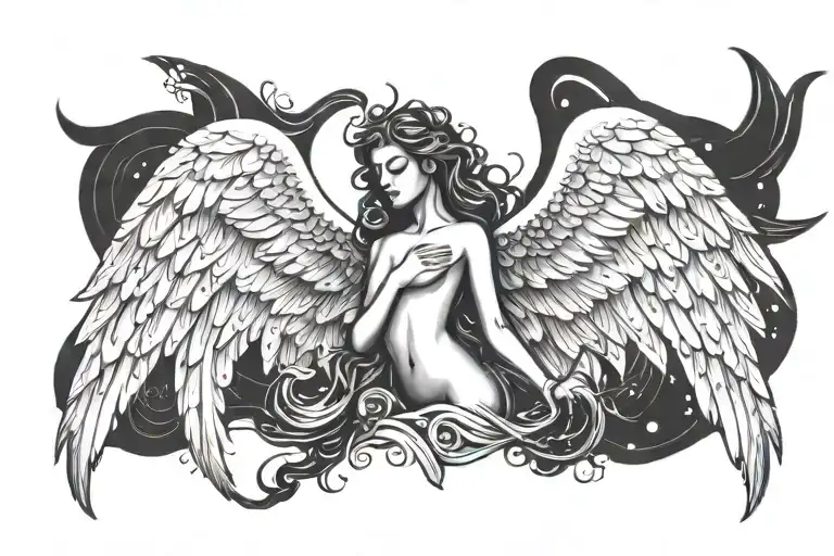 An Angelic Seductive Figure With Flowing Wings Pheromones Symbol
