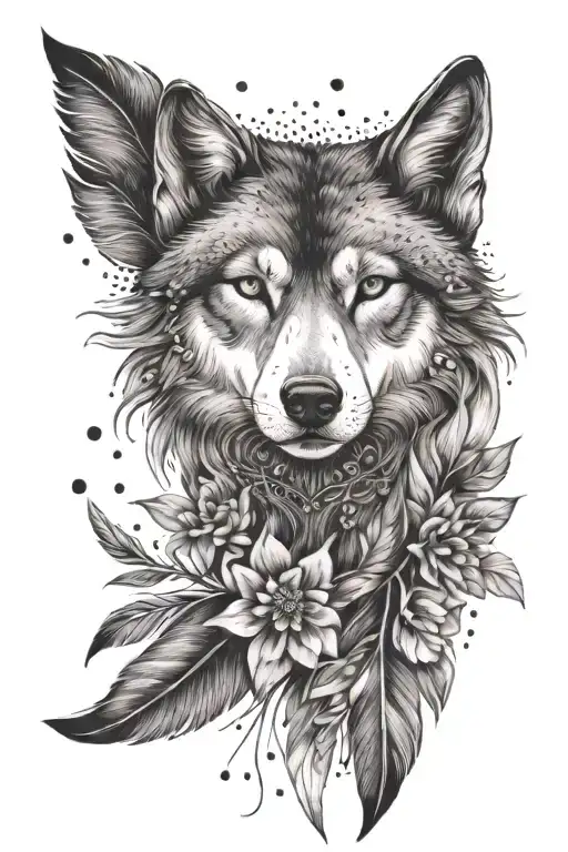 Wolf Moon Flower Feather