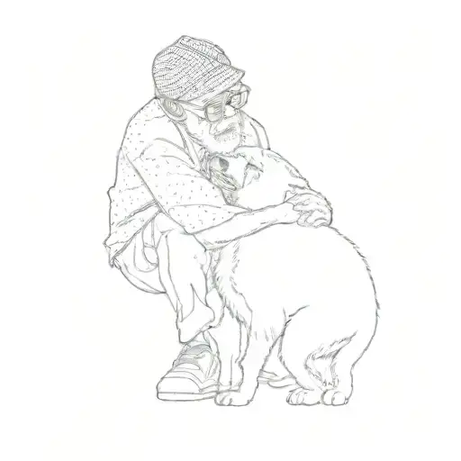 An Old Man Hugging His Dog