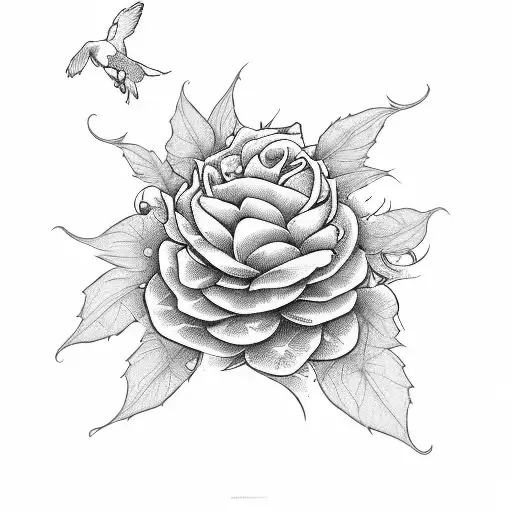 Dove With Maple Leaves And Peonies