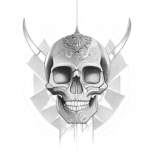 Skull Profile With Knife Tribute To Three Daughters