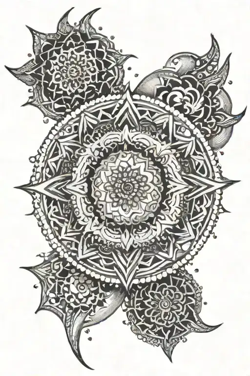 Mandala Design Incorporating Moon Intertwined