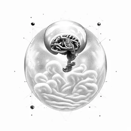 Human Brain Floating In The Outer Space