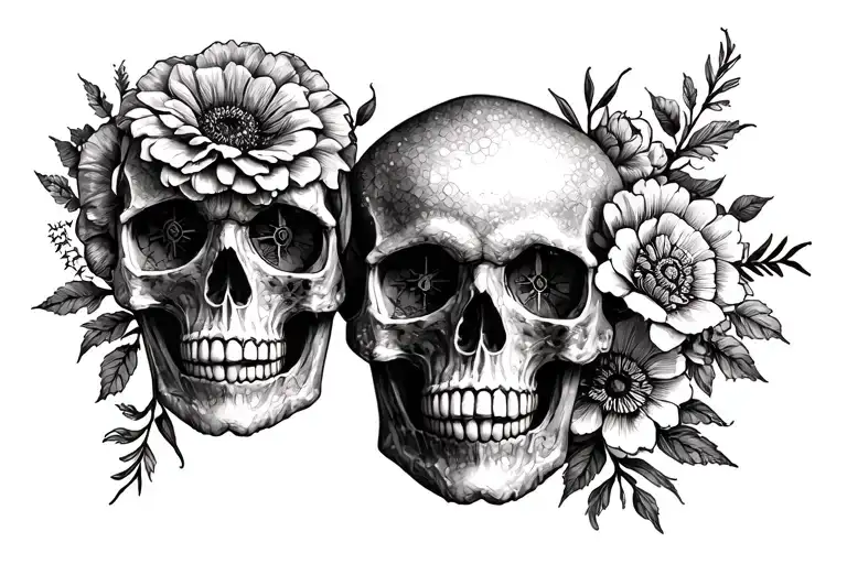 Compass Flowers Skulls