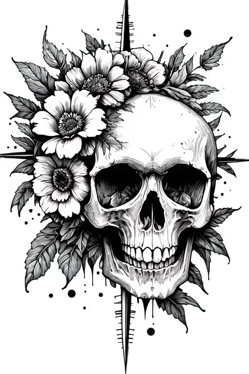 Compass Flowers Skulls