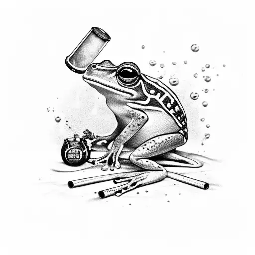Frog With Cigarette And Beer