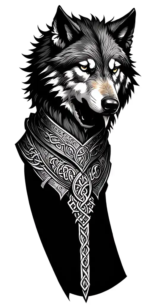 Celtic Wolf Surrounded By Armor